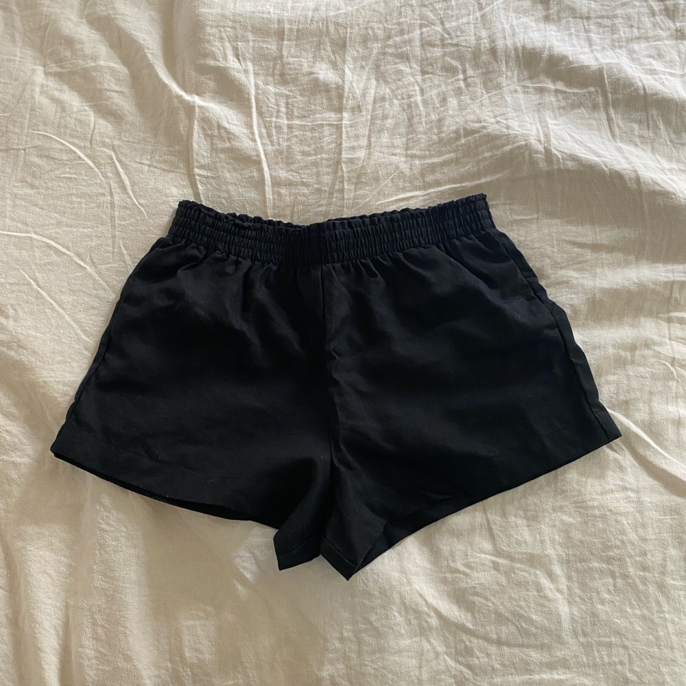 The Reformation Black Linen Shorts